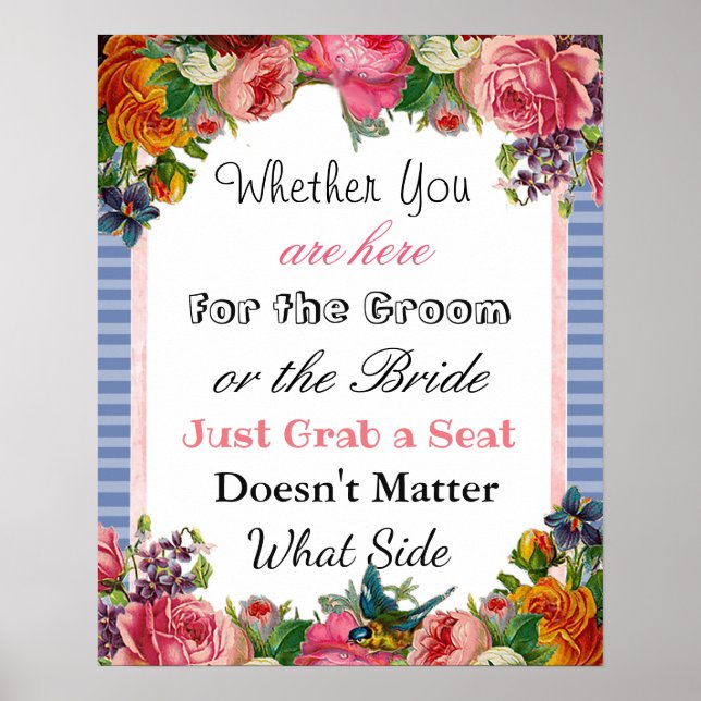 Póster Tabla de asientos del boda, Poster "donde quiera"  (Frente)