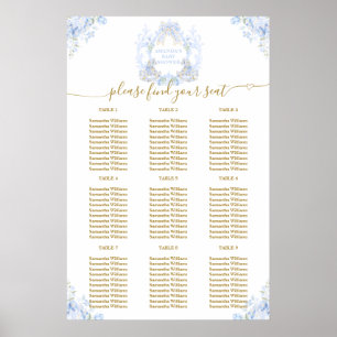Póster Tabla de asientos del Escudo Bow Floral Teddy Bear