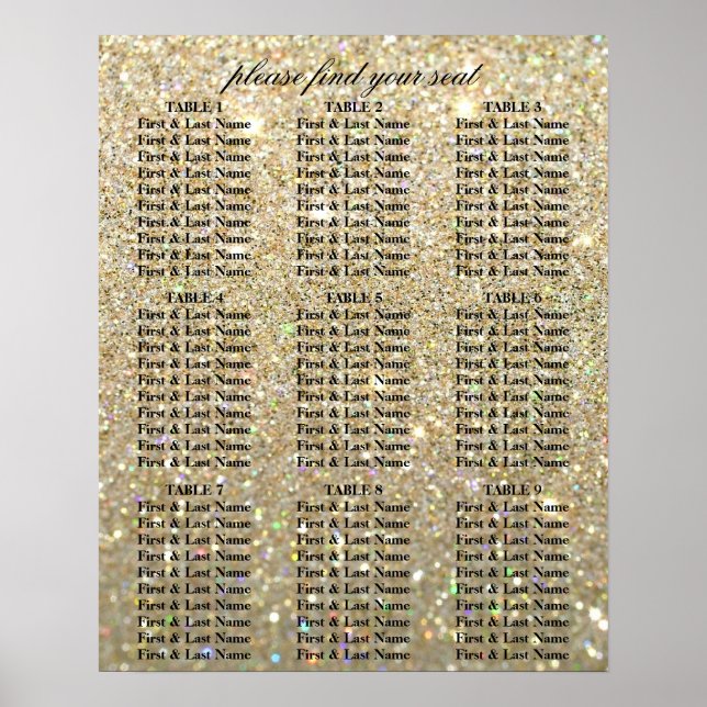 Póster Tabla de asientos - Fab con brillo dorado (Frente)