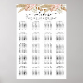 Póster Tabla de asientos florales de Moda bohemia