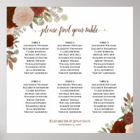 Tabla de asientos florales otoñales Naranja de óxi