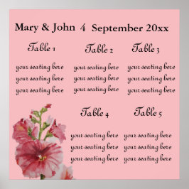 Póster Tabla de asientos "Hollyhock" del Boda floral. Pós