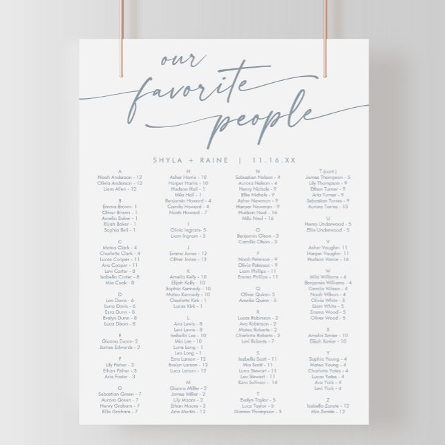 Póster Tabla de asientos imprimibles de pizarra de Moda B (Subido por el creador)