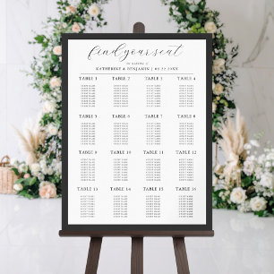 Póster Tabla de asientos Minimalistas modernos para Bodas