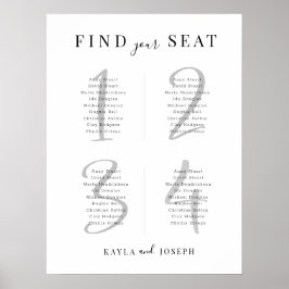 Póster Tabla De Asientos Moderna De La Tabla 4 Para La Pl