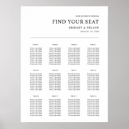Póster Tabla de asientos modernos de la recepción de boda