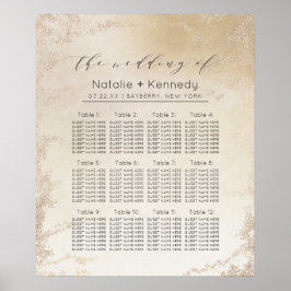 Póster Tabla de asientos Ombre Oro amarillo Boda Luxe Tab
