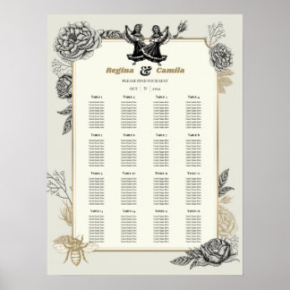 Póster Tabla de asientos para Bodas de Calaveras (Lesbian