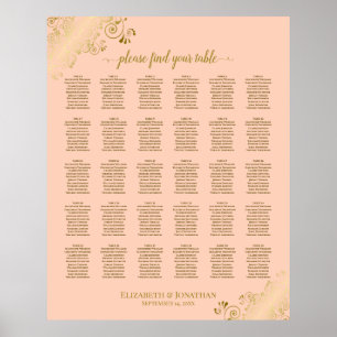 Póster Tabla de asientos para Bodas de mesa de 30 paletas