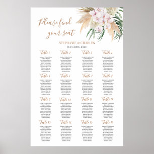 Póster Tabla de asientos para Bodas de moda Boho