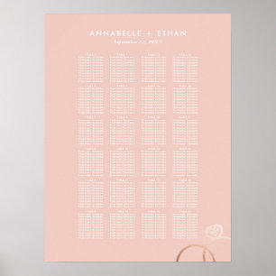 Póster Tabla de asientos para Bodas Rubor de Anillos Mode