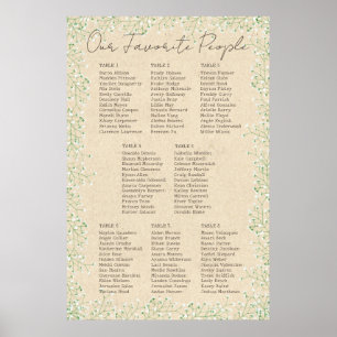 Póster Tabla de asientos para Bodas Rústicos con Flor de