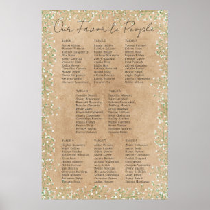 Póster Tabla de asientos para Bodas Rústicos con Flor de