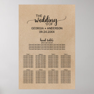 Póster Tabla de asientos simple de Boda de mesa de cabeza