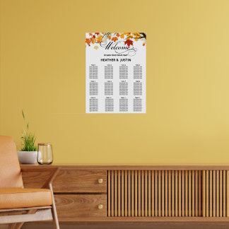 Póster Tabla de asientos simple del Boda Eucalyptus Green