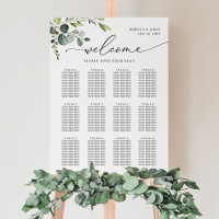 Tabla de asientos simple del Boda Eucalyptus Green