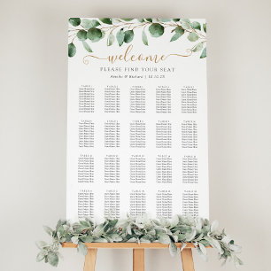 Póster Tabla de asientos simple del Boda Eucalyptus Green