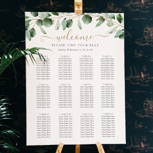 Póster Tabla de asientos simple del Boda Eucalyptus Green