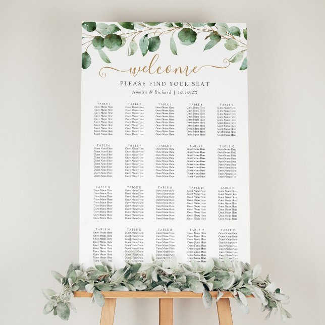 Póster Tabla de asientos simple del Boda Eucalyptus Green (Subido por el creador)