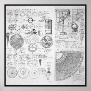 Póster Tabla de astronomía ~ Cyclopaedia ~ Cámara Ephraim