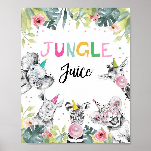 Póster Tabla de bebidas de cumpleaños para animales de Sa (Frente)