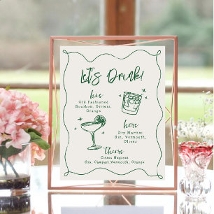 Póster Tabla de bebidas para bodas dibujados a mano
