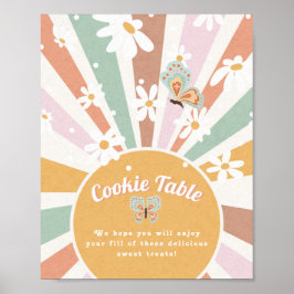 Póster Tabla de cookies Baby Shower de Hippie Retro 70