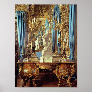Póster Tabla de escritura y estatua de Louis XV