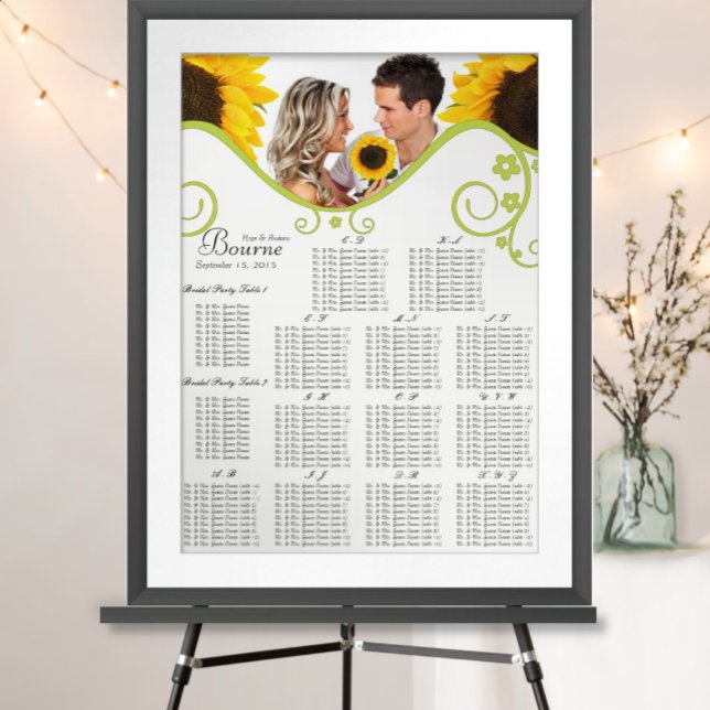 Póster Tabla de la tabla de asientos de girasol número al (Subido por el creador)