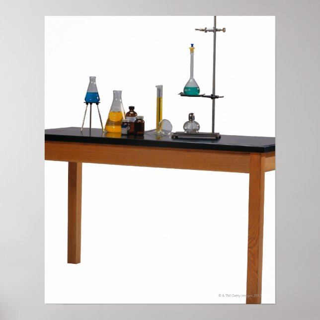 Póster Tabla de laboratorio con químicos (Frente)