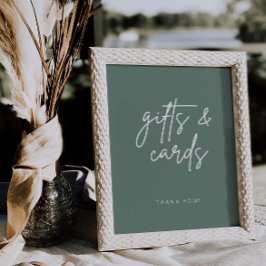 Póster Tabla de regalos con letrero de bodas con escritur