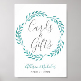 Póster Tabla de regalos de tarjetas botánicas de color de