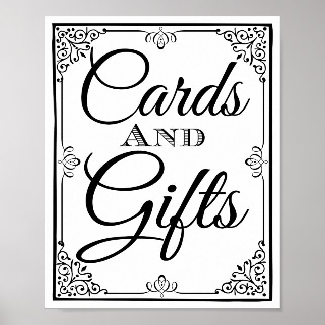 Póster tabla de regalos y tarjetas de boda (Frente)