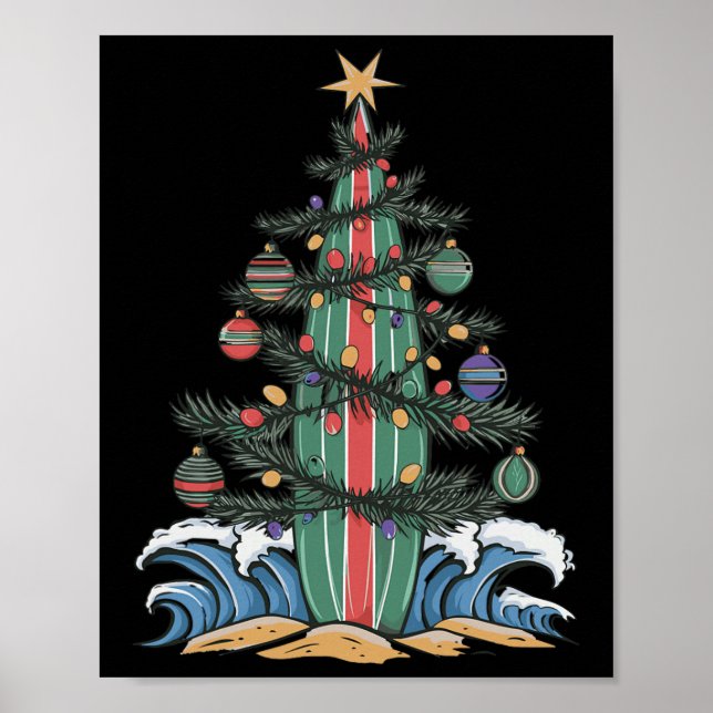 Póster Tabla de surf de árbol de Navidad _1 (Frente)