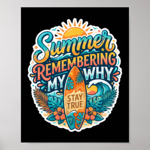 Póster Tabla de surf para recordar mi por qué de verano