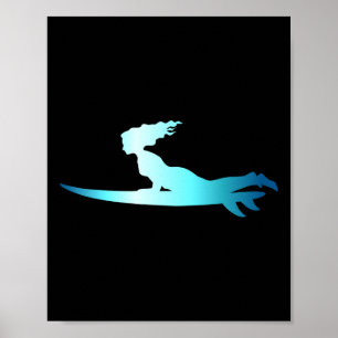Póster Tabla de surf surfista montando ola surf surfista