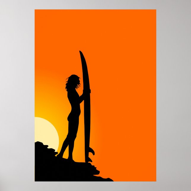 Póster Tabla hawaiana, con Surferin (Frente)