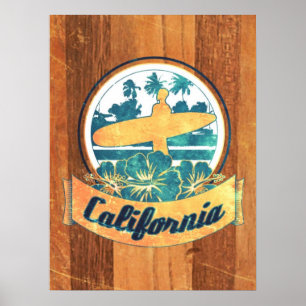 Póster Tabla hawaiana de California