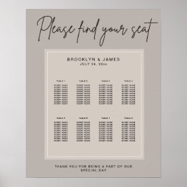 Póster Tabla mínima de asientos para Bodas Encuentre su a