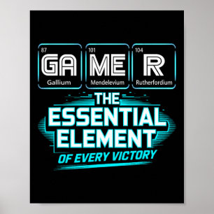 Póster Tabla periódica de elementos para jugadores de Quí