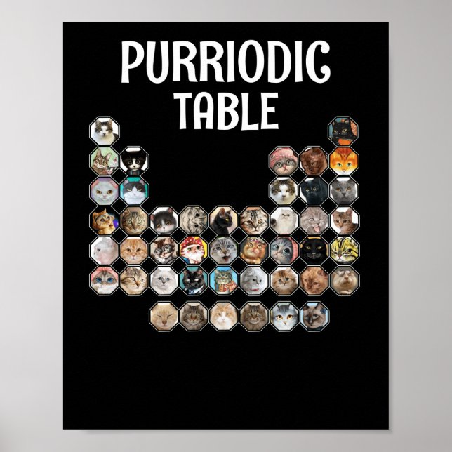 Póster Tabla periódica de química de gato Purriodic (Frente)