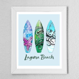 Póster Tablas de surf de Laguna Beach California 