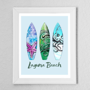 Póster Tablas de surf de Laguna Beach California