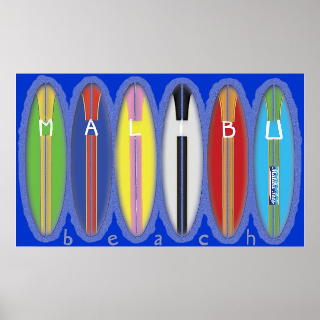 Póster tablas de surf de Malibu Beach (Frente)