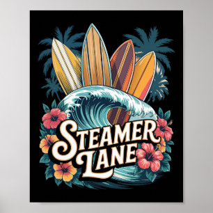 Póster Tablas de surf Steamer Lane Santa Cruz Gráfica de