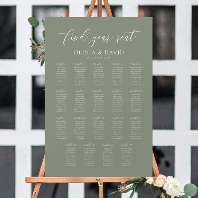 Póster Tablas Verde Salvia 19 Encuentra tu asiento Gráfic (Subido por el creador)