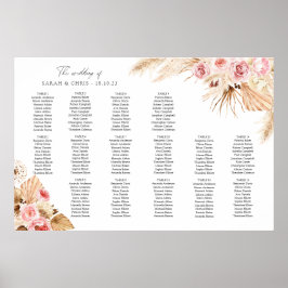 Póster table Plan Wedding seating chart Boho Floral