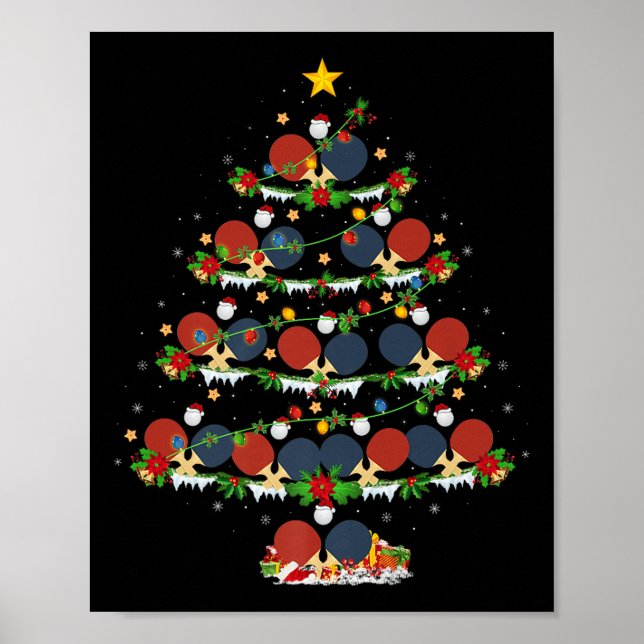 Póster Table Tennis Christmas Tree Lights Srts Player Xma (Frente)