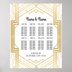 Póster Table Wedding Gatsby Art Deco 1920s Poster Seating