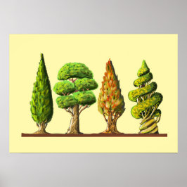 Póster tableau des trois arbres sculptés dessin digital